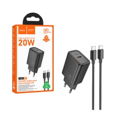 Adaptador Hoco N60 Gentle PD20W Tipo-C para Tipo-C 1M Preto